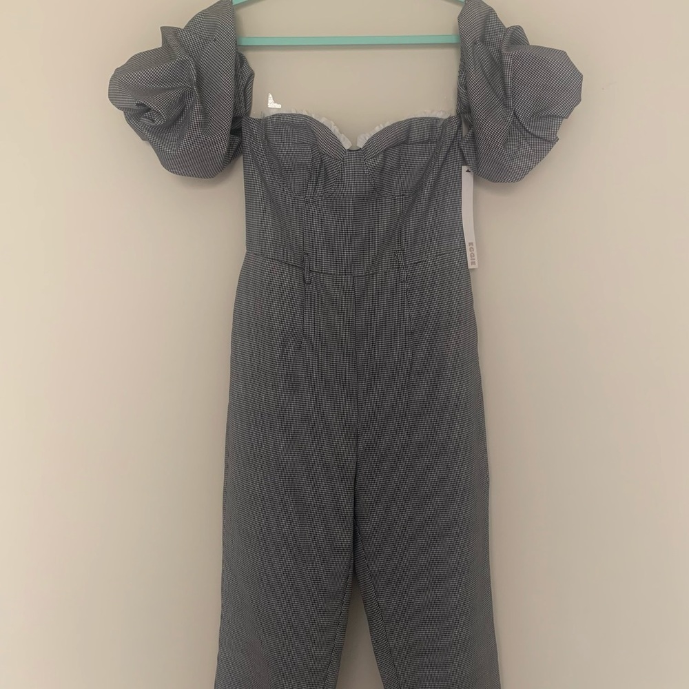 Brand new plaid Eggie jumpsuit.